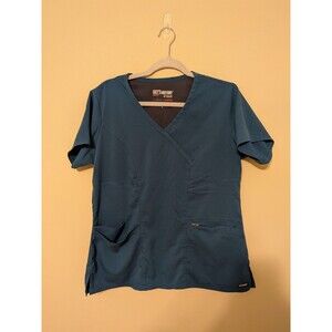 Grey's Anatomy Nurse Blue V Neck Scrub Top